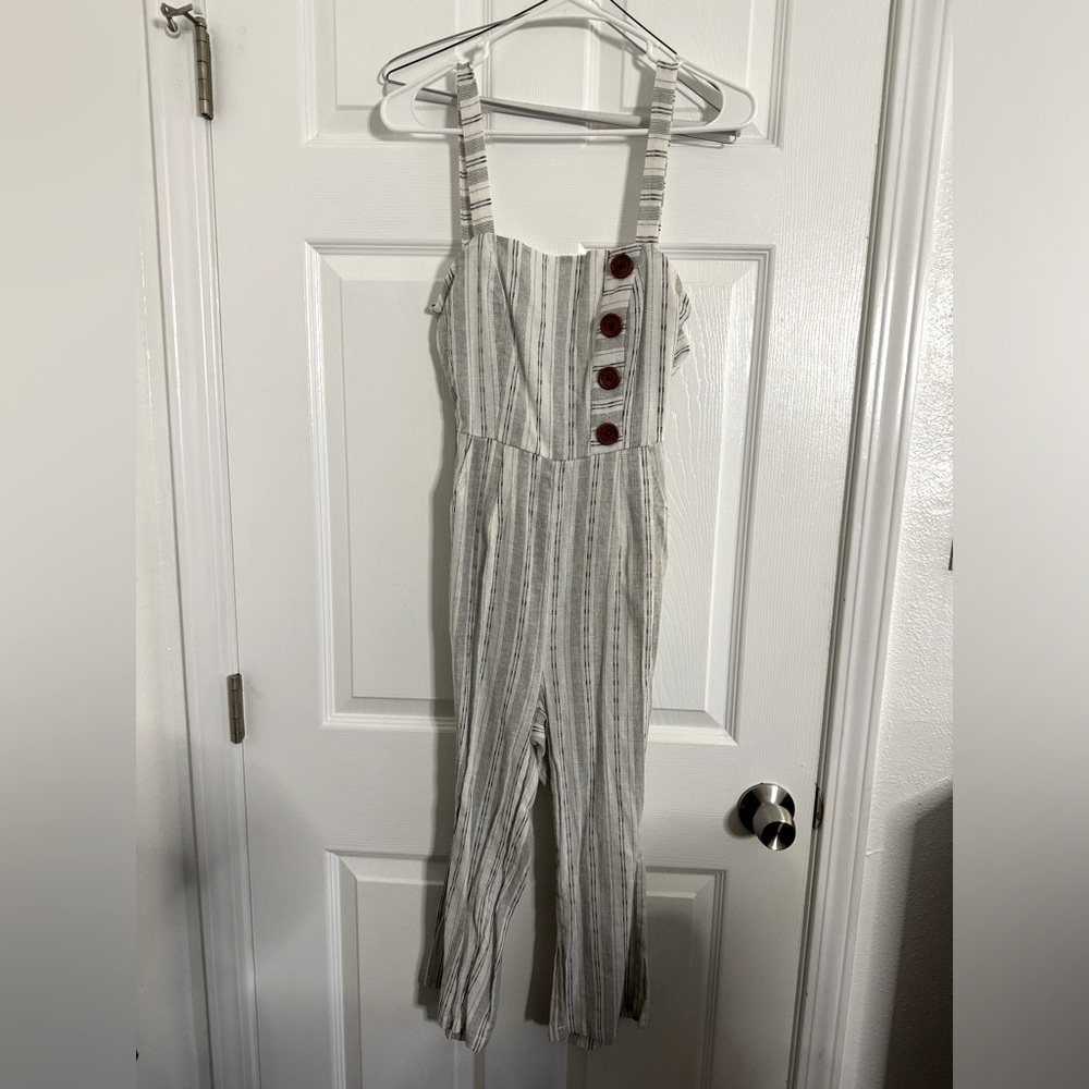 Stripe wide leg jump suit - xs